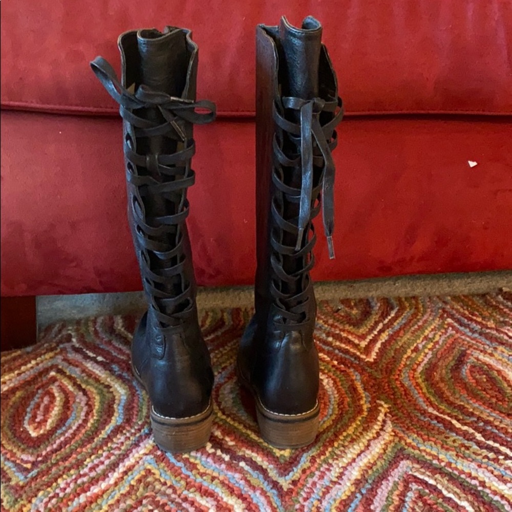 Black leather boots